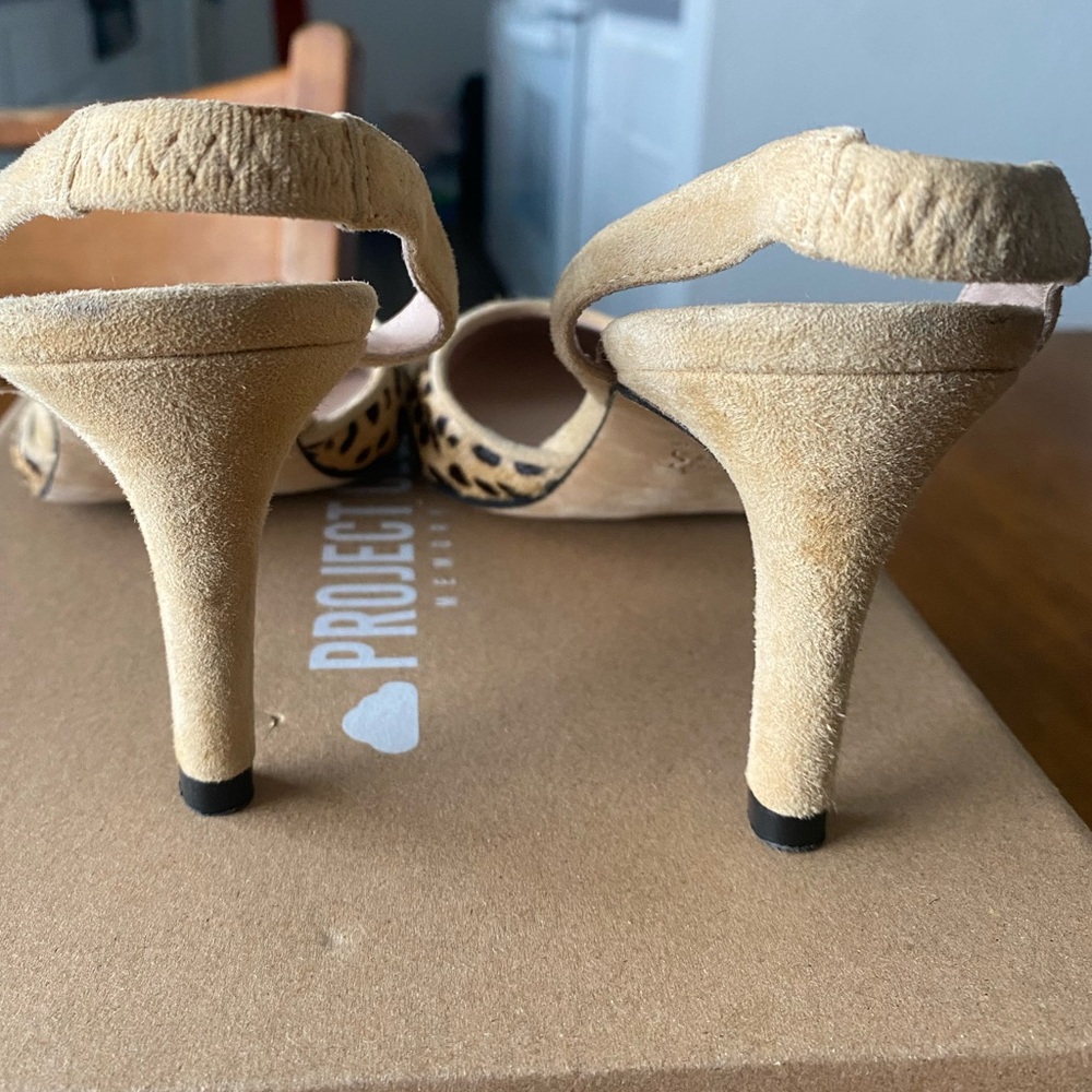 Carmen Salas Calf hair Sling Back Leopard Heels SZ 38 (US 7-7.5) Anthropologie - Picture 9 of 11